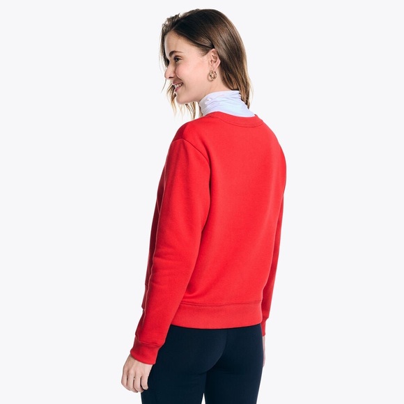 Nautica Logo Crewneck Sweatshirt Large Red Tomales- Large NEW - Picture 5 of 7
